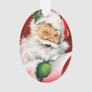 Schattige knipogen kerstman lijst ornament