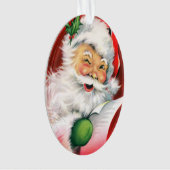 Schattige knipogen kerstman lijst ornament (voorkant)