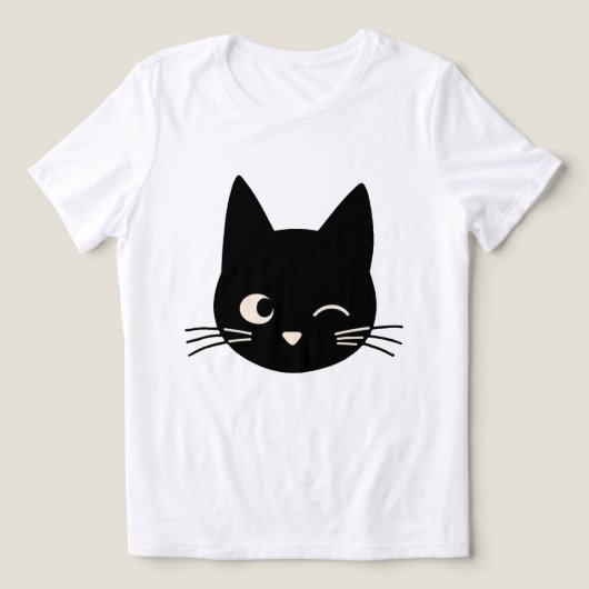 Schattige knipogend zwart kattengezicht Tri-Blend shirt (Design voorkant)
