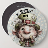 Schattige Knipogende Leprechaun Ronde Button 6,0 Cm (Voorkant /achterkant)
