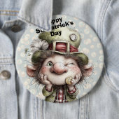 Schattige Knipogende Leprechaun Ronde Button 6,0 Cm (In situ)
