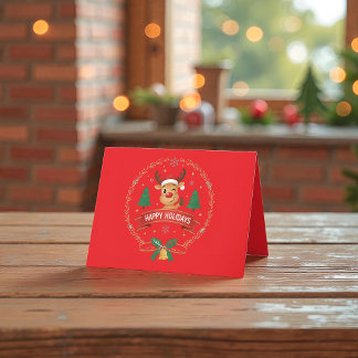 Schattige Knipogende Rendier Gelukkig Kerstfeest Bedankkaart