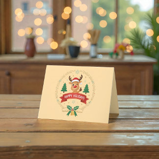 Schattige Knipogende Rendier Prettig Kerstfeest Ke Bedankkaart