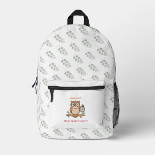 Schattige knipogende uil Terug naar school Toon Il Bedrukte Rugzak