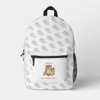 Schattige knipogende uil Terug naar school Toon Il Bedrukte Rugzak