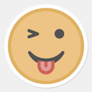Schattige knipoog Emoji Gezicht Ronde Sticker