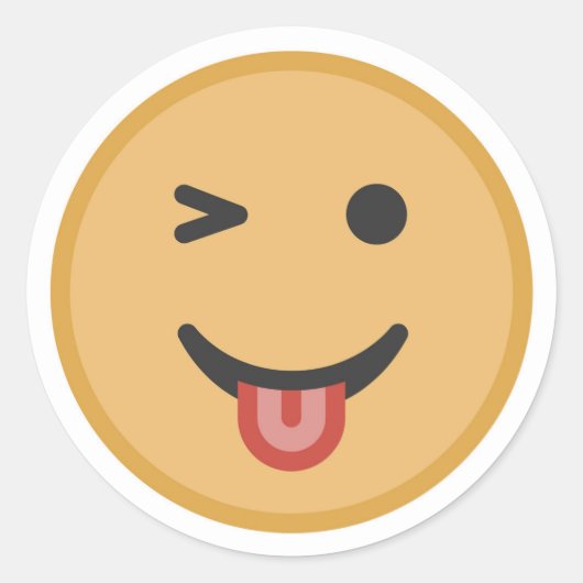 Schattige knipoog Emoji Gezicht Ronde Sticker (Voorkant)