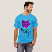 Schattige Knipperen Paarse Cartoon Cat T-shirt (Voorkant volledig)