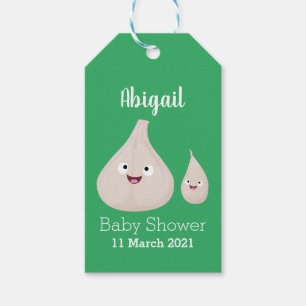 Schattige knoflook cartoon groente illustratie cadeaulabel
