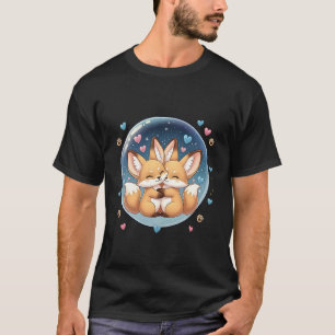Schattige Knuffel Fennec Vos in Sterren Bubbel Kaw T-shirt