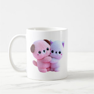 Schattige Knuffel Hond En Kattenvrienden Koffiemok