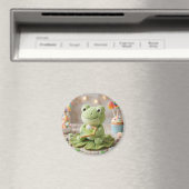 Schattige knuffel kikker met Key Lime Pie Magneet (Insitu (Vaatwasser))