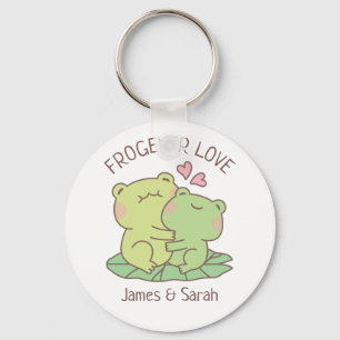 Schattige Knuffel Kikkers Frogever Liefde Pun Sleutelhanger