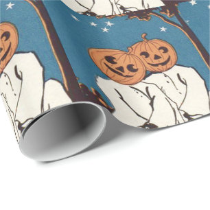 Schattige Knuffel Pompoen Jack O' Lantern Geest Cadeaupapier