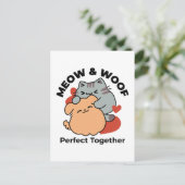 Schattige knuffel voor katten en honden - Meow & W Briefkaart (Staand voorkant)