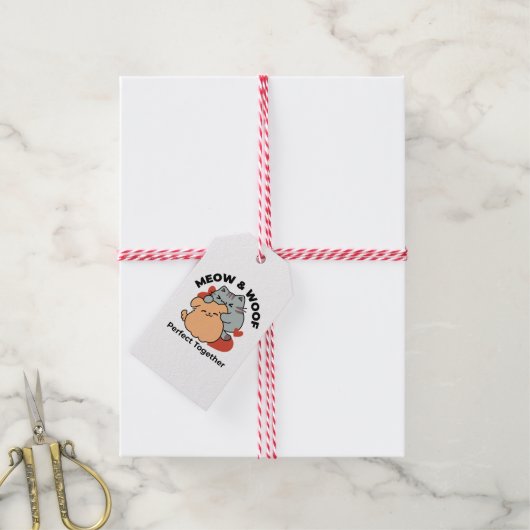 Schattige knuffel voor katten en honden - Meow & W Cadeaulabel (Met Touw)