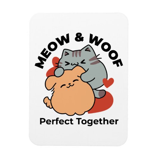 Schattige knuffel voor katten en honden - Meow & W Magneet (Verticaal)