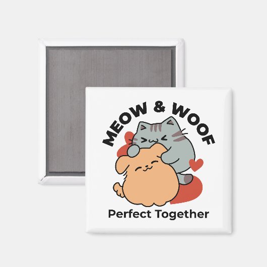 Schattige knuffel voor katten en honden - Meow & W Magneet (Voorkant / Achterkant)