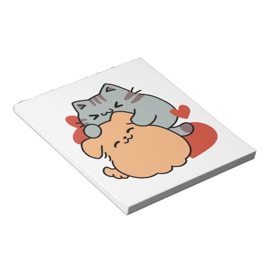 Schattige knuffel voor katten en honden - Meow & W Notitieblok (Schuin)