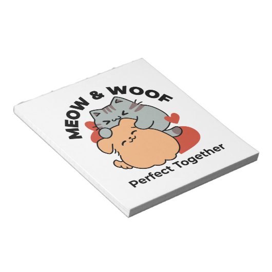 Schattige knuffel voor katten en honden - Meow & W Notitieblok (Schuin)