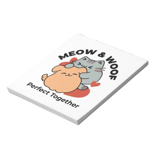 Schattige knuffel voor katten en honden - Meow & W Notitieblok (Linkerzijde)