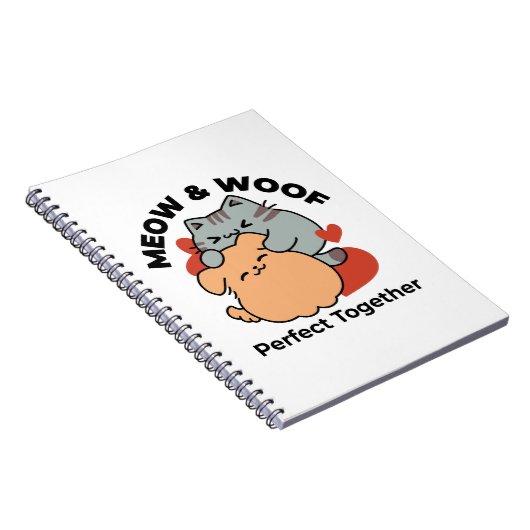 Schattige knuffel voor katten en honden - Meow & W Notitieboek (Rechterzijde)