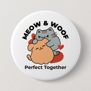 Schattige knuffel voor katten en honden - Meow & W Ronde Button 7,6 Cm