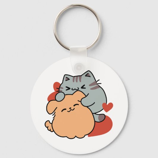Schattige knuffel voor katten en honden - Meow & W Sleutelhanger (Voorkant)