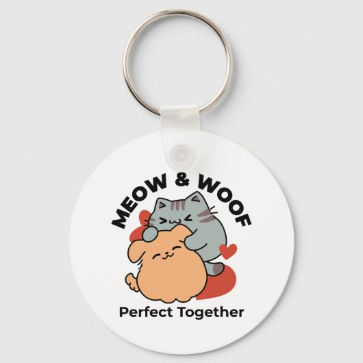 Schattige knuffel voor katten en honden - Meow & W Sleutelhanger (Voorkant)