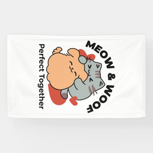 Schattige knuffel voor katten en honden - Meow & W Spandoek (Horizontaal)