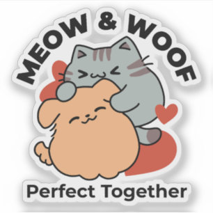 Schattige knuffel voor katten en honden - Meow & W Sticker