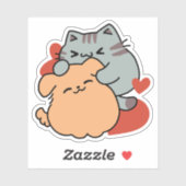 Schattige knuffel voor katten en honden - Meow & W Sticker (Vel)