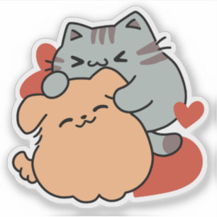 Schattige knuffel voor katten en honden - Meow & W Sticker