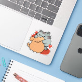 Schattige knuffel voor katten en honden - Meow & W Sticker (Laptop met iPhone)