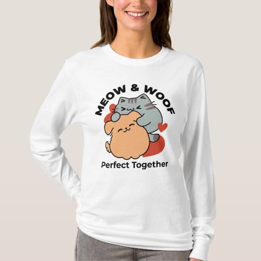 Schattige knuffel voor katten en honden - Meow & W T-shirt (Voorkant)