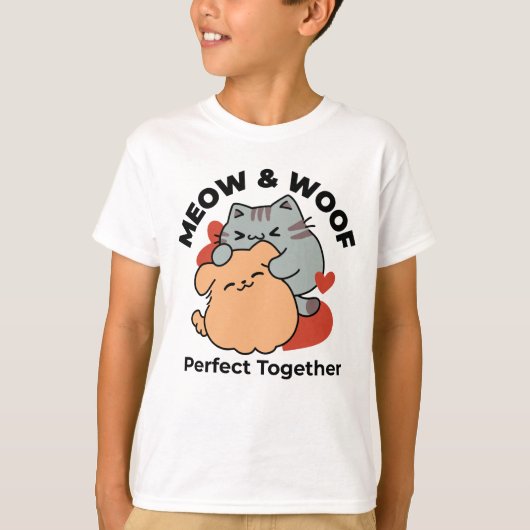 Schattige knuffel voor katten en honden - Meow & W T-shirt (Voorkant)