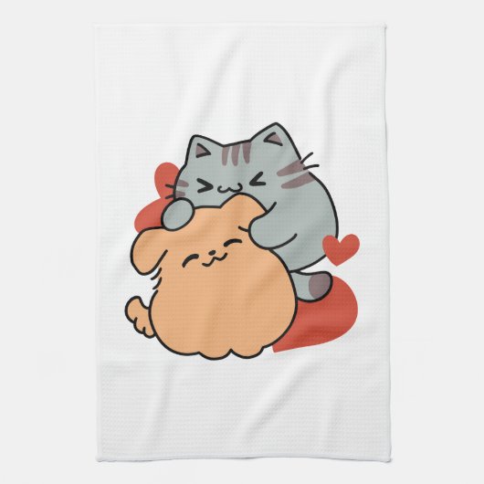 Schattige knuffel voor katten en honden - Meow & W Theedoek (Verticaal)