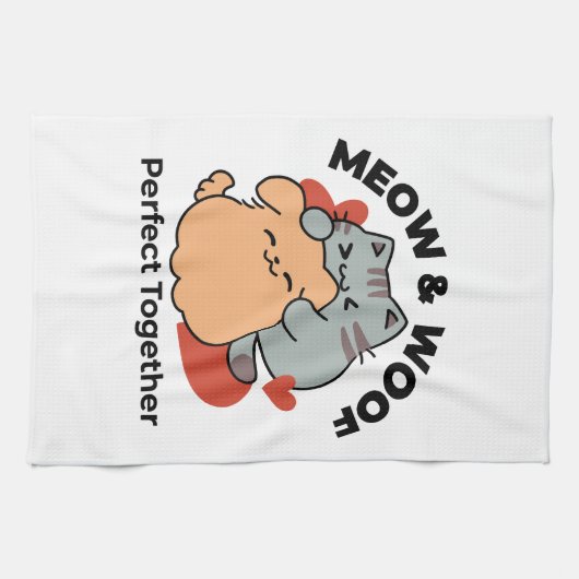 Schattige knuffel voor katten en honden - Meow & W Theedoek (Horizontaal)