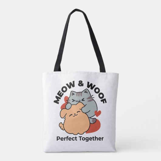 Schattige knuffel voor katten en honden - Meow & W Tote Bag (Achterkant)