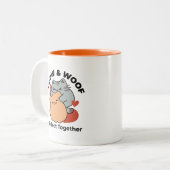 Schattige knuffel voor katten en honden - Meow & W Tweekleurige Koffiemok (Voorkant links)