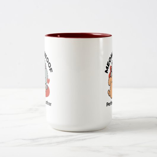Schattige knuffel voor katten en honden - Meow & W Tweekleurige Koffiemok (Center)