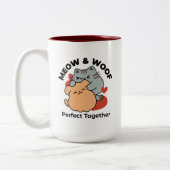 Schattige knuffel voor katten en honden - Meow & W Tweekleurige Koffiemok (Links)