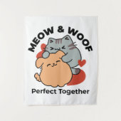 Schattige knuffel voor katten en honden - Meow & W Wandkleed (Voorkant)