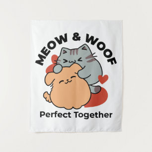 Schattige knuffel voor katten en honden - Meow & W Wandkleed