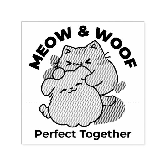 Schattige knuffel voor katten en honden - Meow & W Zelfinktende Stempel (Design)