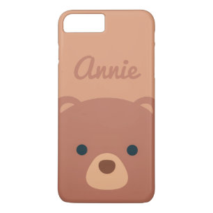Schattige Knuffelbruin Beer Custom Name   Telefoon iPhone 8/7 Plus Hoesje