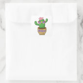 Schattige knuffelcactus grappig vierkante sticker (Tas)