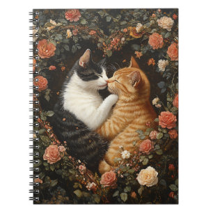 SCHATTIGE KNUFFELENDE KATTEN IN BLOEMENHART NOTITIEBOEK