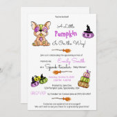 Schattige knuffelhond, pompoen patch Baby shower Kaart (Voorkant / Achterkant)