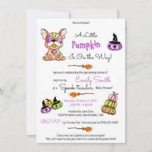 Schattige knuffelhond, pompoen patch Baby shower Kaart